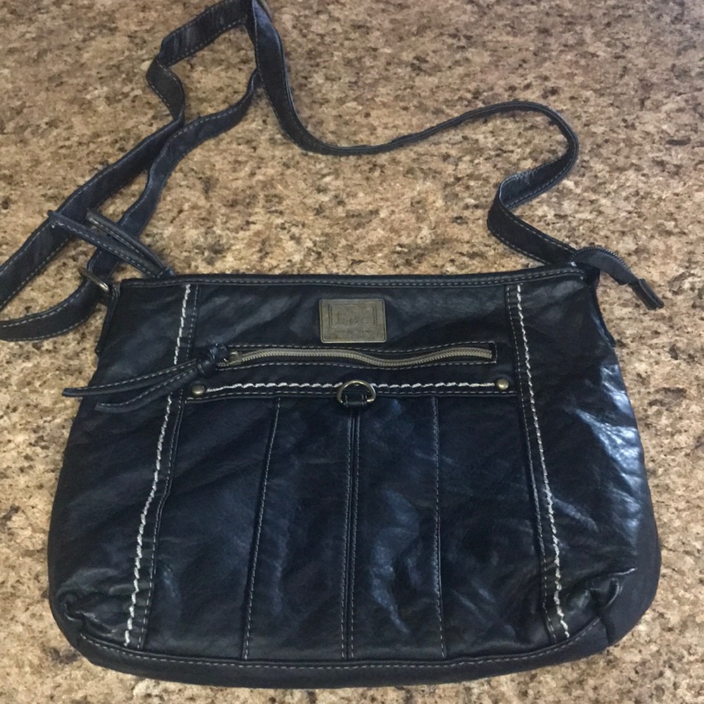 BOC black vinyl crossbody bag